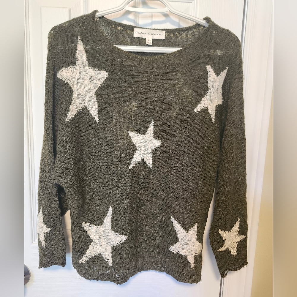 3/$50 Olive Green Star Sweater